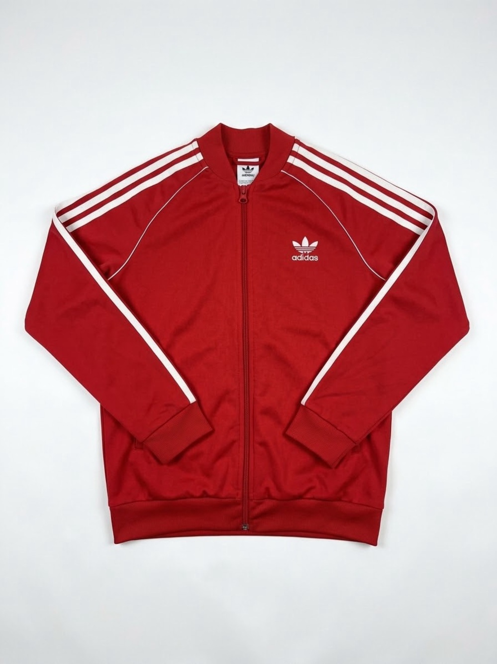 adidas Red Kids Track Jacket with White 3-Stripes Size M (11-12)